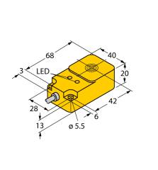 Turck BI15U-Q20-AP6X2 (1608800) inductive sensor 68 x 40 x 20mm, 15mm flush, PNP NO, 2m cable