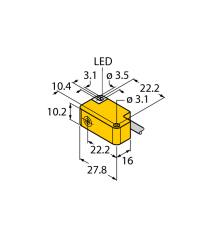 Turck Bi2-Q10S-AP6X (1609360) inductive sensor 28 x 16 x 10mm, 2mm flush, PNP NO, 2m cable