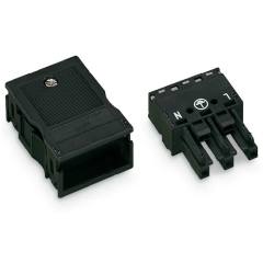 WAGO 770-103 Socket, 3 pole, black with strain relief housing