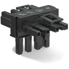 WAGO 770-626 T-distribution connector, 4 pole, black, 2 outputs & 1 input