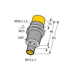 Turck NI20U-EM30-AP6X-H1141 (1646340) inductive sensor M30, 20mm non-flush, PNP NO, M12 plug, stainless steel