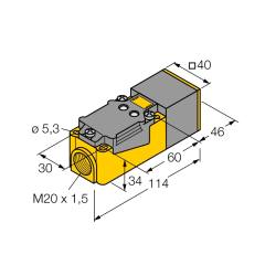 Turck NI20NF-CP40-FZ3X2 (13284) inductive sensor 114 x 40 x 40mm, 20mm non-flush, 2-wire NO/NC AC/DC, gland entry