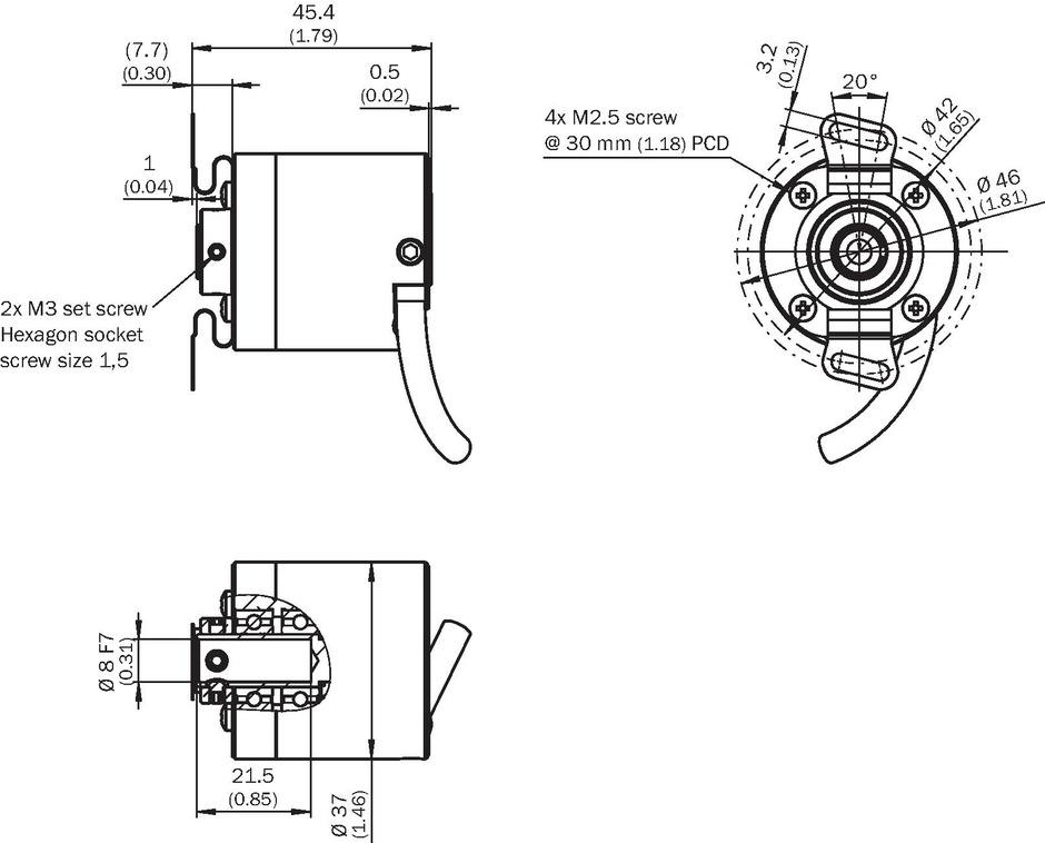 Sick DBS36E-BBEK01024 (1060534) encoder. 8mm, 1024ppr, 7-30V, HTL